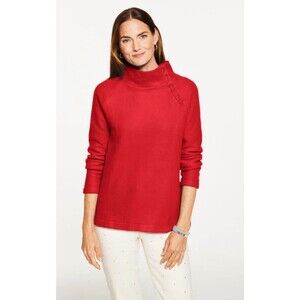 Talbots Scarlet Red Fleece Mockneck Pullover - Misses L
